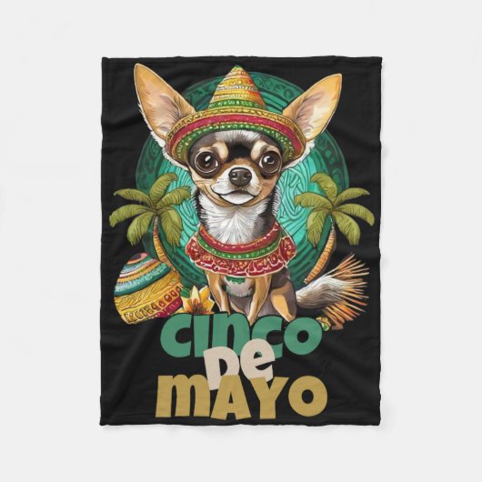 Grappig Cinco De Mayo Hond Design Schattige Chihua Fleece Deken (Voorkant)