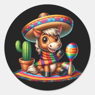 Grappig Cinco De Mayo Paardenliefhebbers Paarden R Ronde Sticker