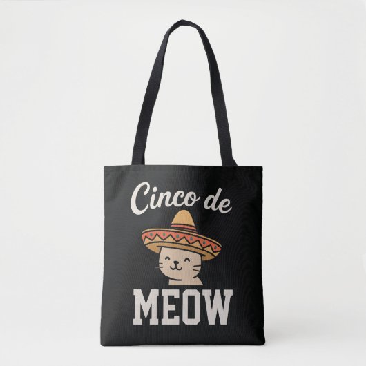 Grappig Cinco de Meow Kat Fiesta Design - Cute Meo Tote Bag (Voorkant)
