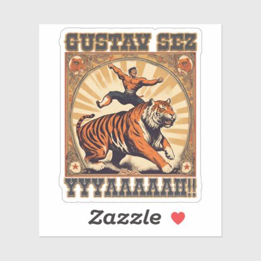 Grappig  circus tijger sterk man schreeuwen sticker (Vel)