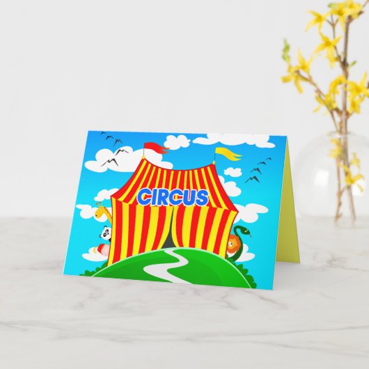 Grappig circus, wenskaart kaart (Gele Bloem)