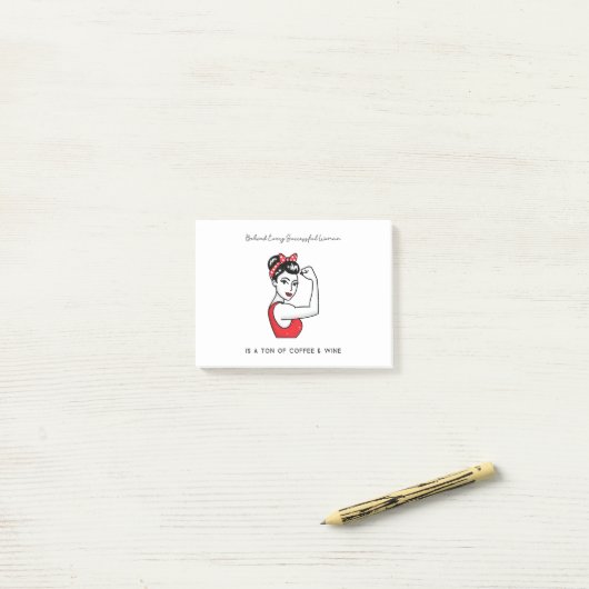 Grappig citaat achter elke succesvolle vrouw is .. post-it® notes (Op bureau)