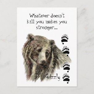 Grappig citaat Grizzly Beer Dood je Humor Briefkaart