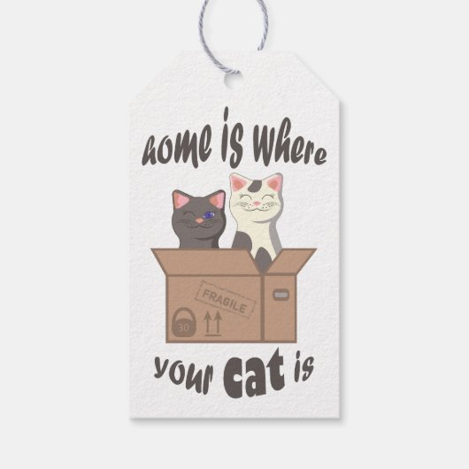 Grappig citaat Home is waar je kat is Cadeaulabel (Achterkant)