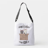 Grappig citaat Home is waar je kat is Crossbody Tas (Achterkant)