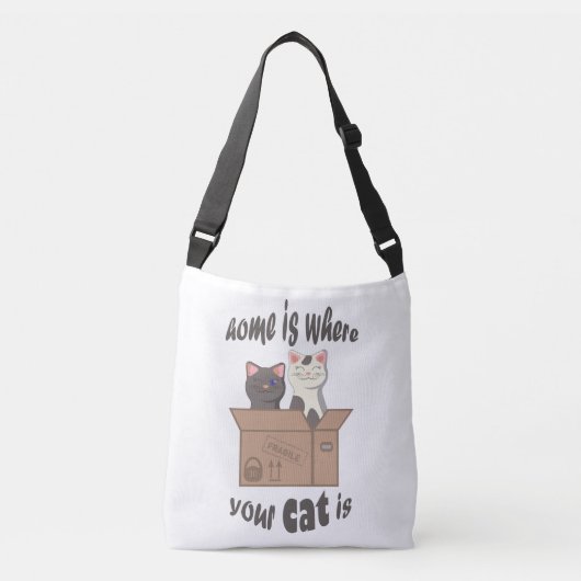 Grappig citaat Home is waar je kat is Crossbody Tas (Voorkant)
