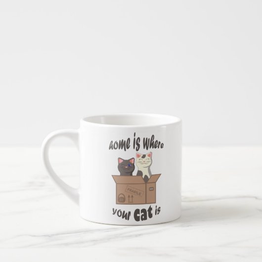 Grappig citaat Home is waar je kat is Espresso Kop (Links)