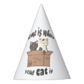 Grappig citaat Home is waar je kat is Feesthoedjes (Voorkant)