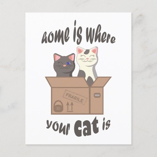 Grappig citaat Home is waar je kat is Flyer (Voorkant)