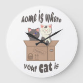 Grappig citaat Home is waar je kat is Grote Klok (Voorkant)