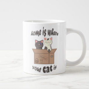 Grappig citaat Home is waar je kat is Grote Koffiekop