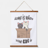Grappig citaat Home is waar je kat is Hangend Wandkleed (Voorkant)