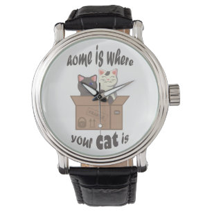 Grappig citaat Home is waar je kat is Horloge