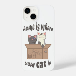 Grappig citaat Home is waar je kat is iPhone 14 Hoesje