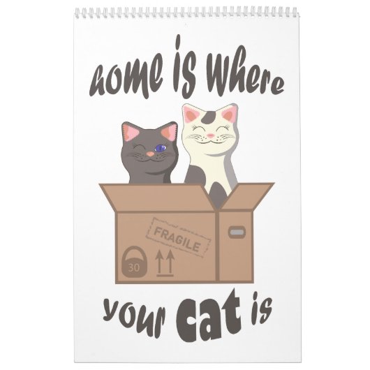 Grappig citaat Home is waar je kat is Kalender (Hoes)