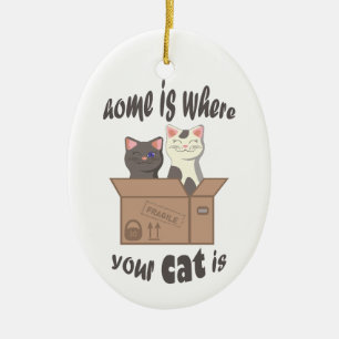 Grappig citaat Home is waar je kat is Keramisch Ornament