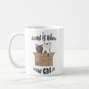 Grappig citaat Home is waar je kat is Koffiemok