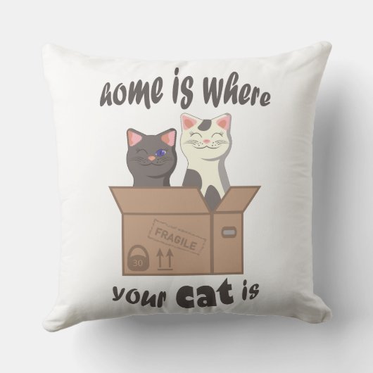 Grappig citaat Home is waar je kat is Kussen (Achterkant)