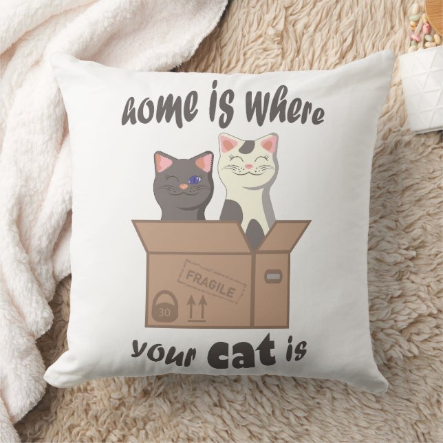 Grappig citaat Home is waar je kat is Kussen (Deken)