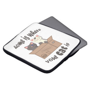 Grappig citaat Home is waar je kat is Laptop Sleeve