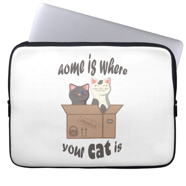 Grappig citaat Home is waar je kat is Laptop Sleeve (Voorkant)