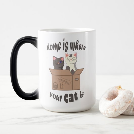 Grappig citaat Home is waar je kat is Magische Mok (Met donut)