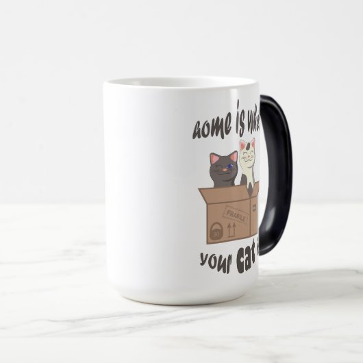 Grappig citaat Home is waar je kat is Magische Mok (Voorkant rechts)