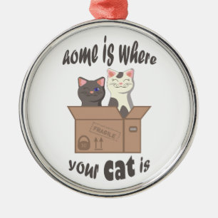 Grappig citaat Home is waar je kat is Metalen Ornament