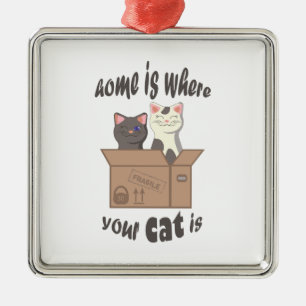 Grappig citaat Home is waar je kat is Metalen Ornament