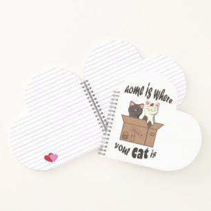 Grappig citaat Home is waar je kat is Notitieboek