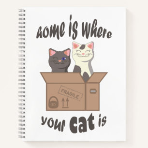 Grappig citaat Home is waar je kat is Notitieboek