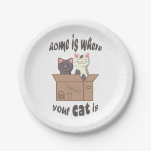 Grappig citaat Home is waar je kat is Papieren Bordje