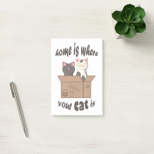 Grappig citaat Home is waar je kat is Post-it® Notes (Kantoor)
