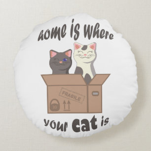 Grappig citaat Home is waar je kat is Rond Kussen