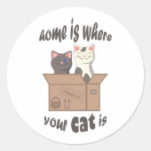 Grappig citaat Home is waar je kat is Ronde Sticker (Voorkant)
