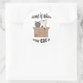 Grappig citaat Home is waar je kat is Ronde Sticker (Tas)
