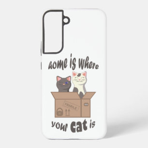 Grappig citaat Home is waar je kat is Samsung Galaxy Hoesje