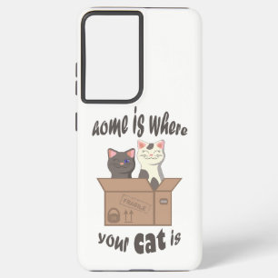 Grappig citaat Home is waar je kat is Samsung Galaxy Hoesje