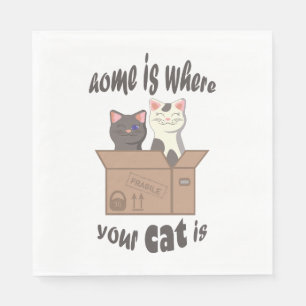 Grappig citaat Home is waar je kat is Servet