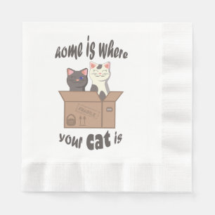 Grappig citaat Home is waar je kat is Servet