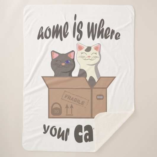 Grappig citaat Home is waar je kat is Sherpa Deken (Voorkant)