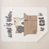 Grappig citaat Home is waar je kat is Sherpa Deken (Voorkant (horizontaal))