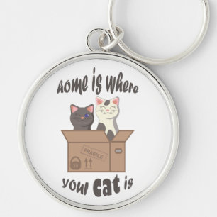 Grappig citaat Home is waar je kat is Sleutelhanger