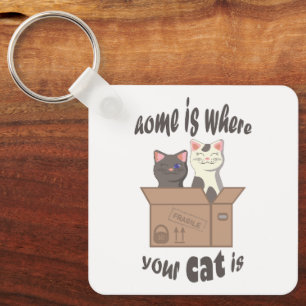 Grappig citaat Home is waar je kat is Sleutelhanger