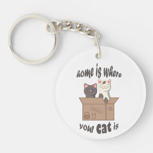 Grappig citaat Home is waar je kat is Sleutelhanger (Voorkant)