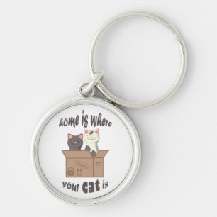 Grappig citaat Home is waar je kat is Sleutelhanger