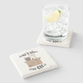 Grappig citaat Home is waar je kat is Stenen Onderzetter (Zijkant)