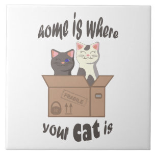 Grappig citaat Home is waar je kat is Tegeltje