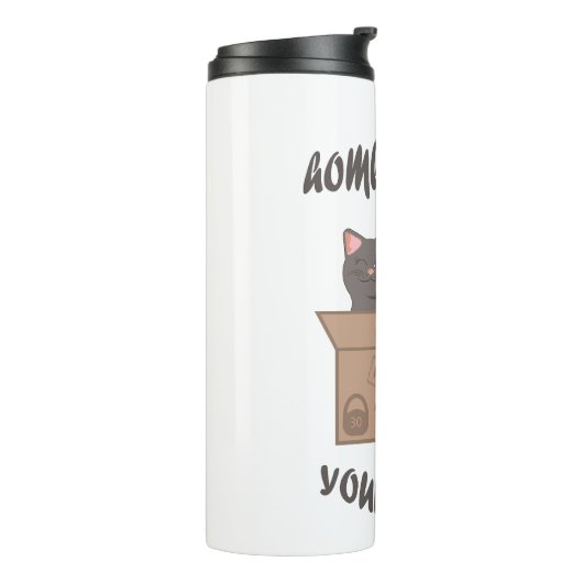 Grappig citaat Home is waar je kat is Thermosbeker (Gedraaid links)