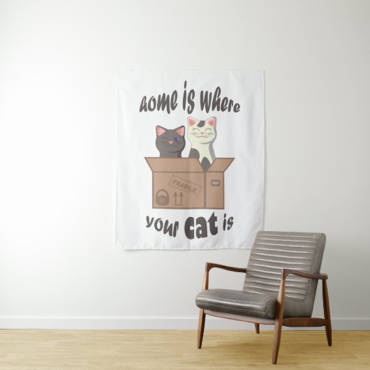 Grappig citaat Home is waar je kat is Wandkleed (In situ)